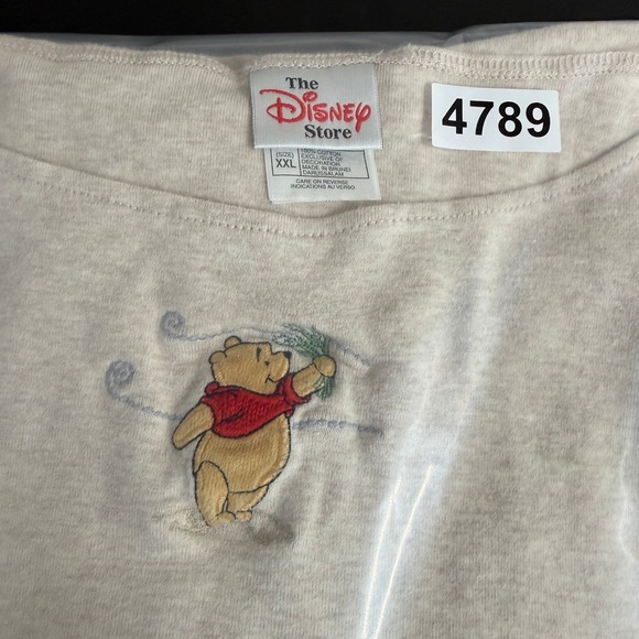 Disney Store Winnie the Pooh Embroidered Boat Neck Top Oatmeal XXL 3/4 Sleeve - Picture 10 of 10
